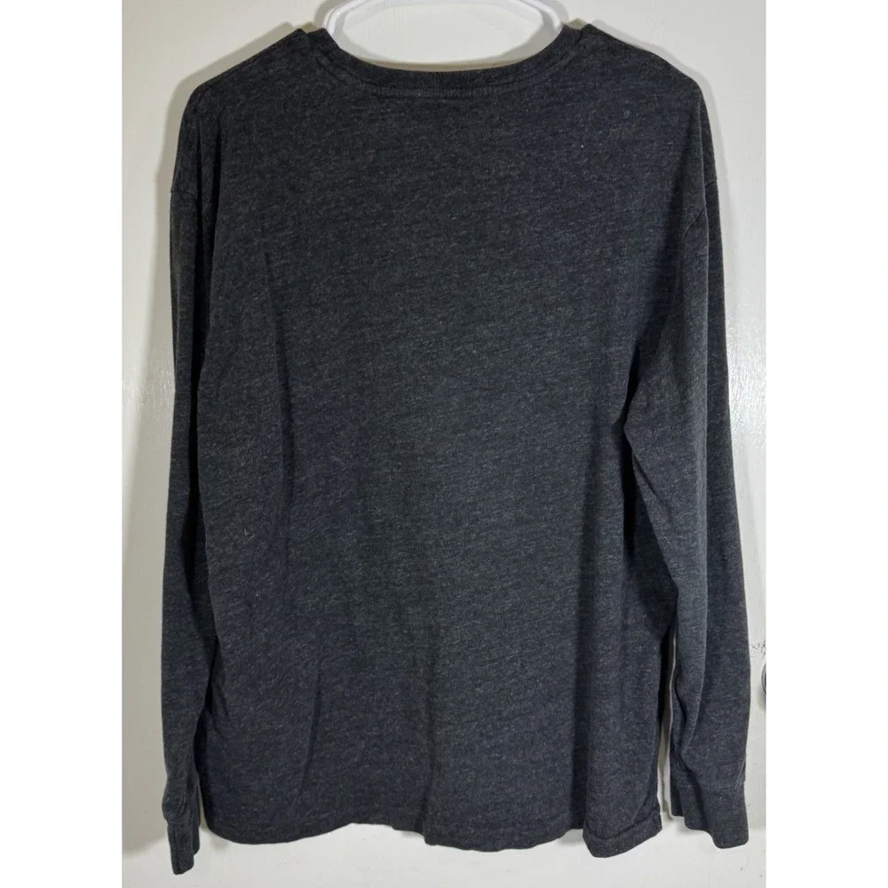 Polo Ralph Lauren Shirt Mens Large Charcoal Heather Long Sleeve Burgundy Pony‎